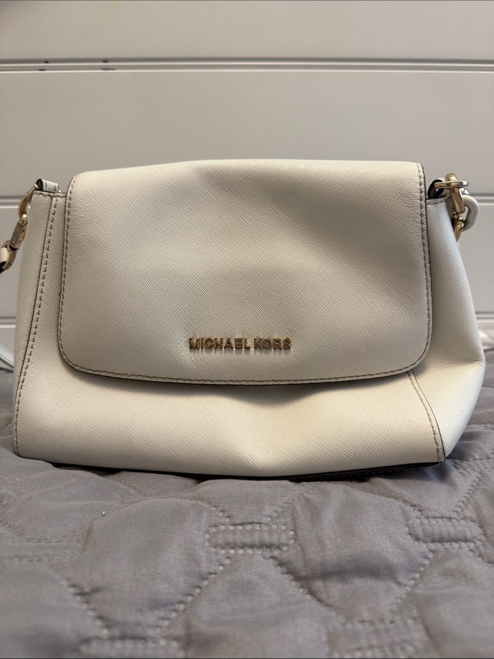 Michael Kors Ivory Cream Crossbody Bag with Gold Hardware